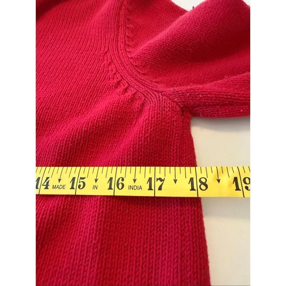 Liz Claiborne Villager Sport Sweater Vintage Red Sailor Collar Nautical Size MP